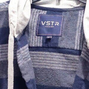 VSTR Men's/Adult Lightweight Flannel Jacket Hoodie - Large - Blue/Gray
